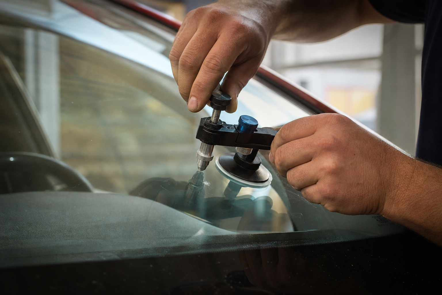 Windschutzscheibe – Steinschlag-Reparatur mit Resin-Injektor bei Ingenieurmann Graz